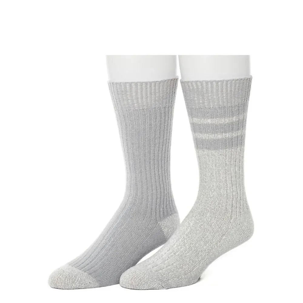 CUDDL DUDS MENS ClimateSmart TWO 2-PackS Sports Stripe and Colorblock Crew Socks